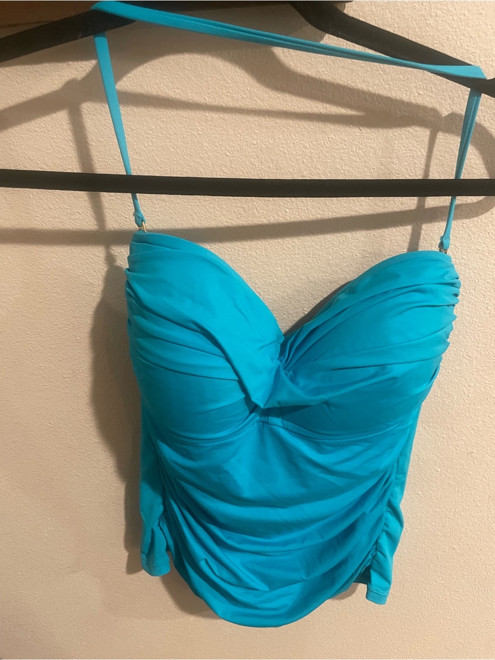 La Blanca Classic Bra Tankini Top Turquoise Sz 6 Twisted Front Size 8